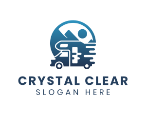 Blue Camper Van Vehicle logo design