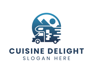 Blue Camper Van Vehicle logo design