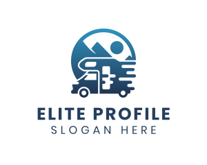 Blue Camper Van Vehicle logo design