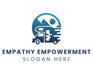 Blue Camper Van Vehicle logo design