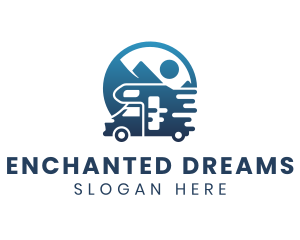 Blue Camper Van Vehicle logo design