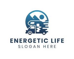 Blue Camper Van Vehicle logo design