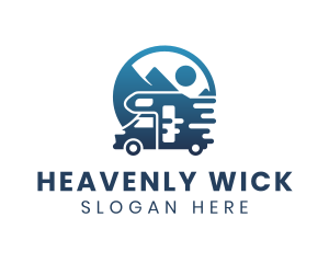 Blue Camper Van Vehicle logo design