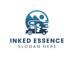 Blue Camper Van Vehicle logo design