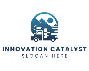 Blue Camper Van Vehicle logo design