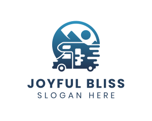 Blue Camper Van Vehicle logo design