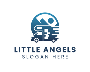 Blue Camper Van Vehicle logo design