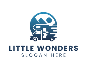 Blue Camper Van Vehicle logo design