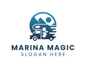 Blue Camper Van Vehicle logo design