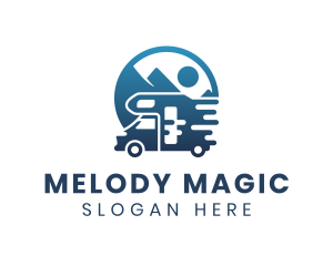 Blue Camper Van Vehicle logo design