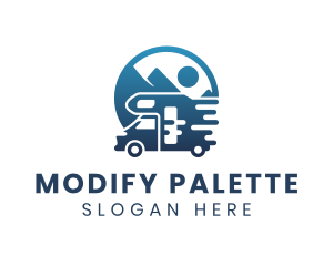 Blue Camper Van Vehicle logo design