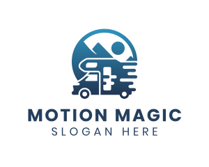 Blue Camper Van Vehicle logo design