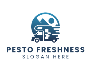 Blue Camper Van Vehicle logo design