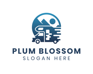 Blue Camper Van Vehicle logo design