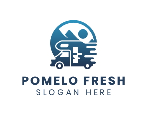 Blue Camper Van Vehicle logo design