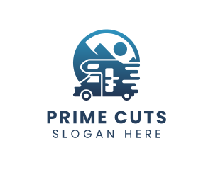 Blue Camper Van Vehicle logo design