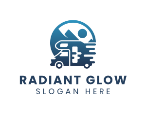 Blue Camper Van Vehicle logo design