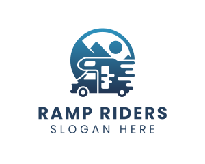 Blue Camper Van Vehicle logo design