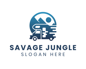 Blue Camper Van Vehicle logo design