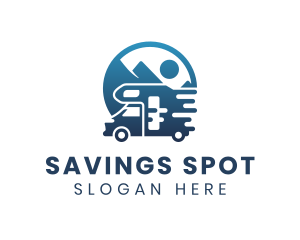 Blue Camper Van Vehicle logo design