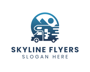 Blue Camper Van Vehicle logo design