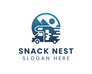 Blue Camper Van Vehicle logo design