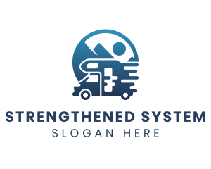 Blue Camper Van Vehicle logo design