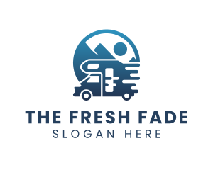 Blue Camper Van Vehicle logo design