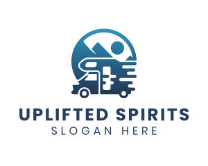 Blue Camper Van Vehicle logo design