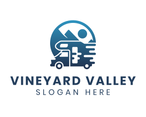 Blue Camper Van Vehicle logo design