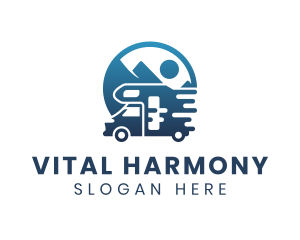 Blue Camper Van Vehicle logo design