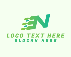 Green Speed Motion Letter N logo