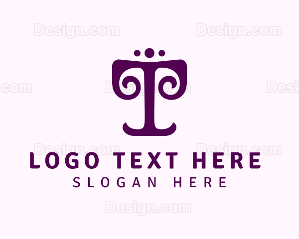 Ornamental Letter T Decor Logo