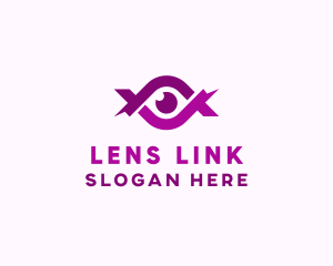 Eye Lens Ribbon logo design