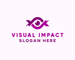 Eye Lens Ribbon logo design