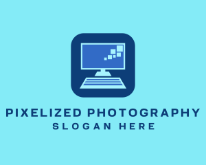 Pixel Desktop Computer  logo design