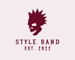 Punk Mohawk Skull Band logo design
