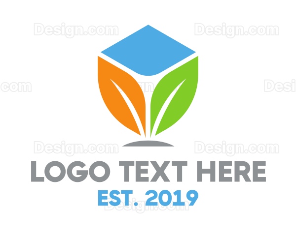 Colorful Leaf Cube Logo