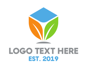 Modern - Colorful Leaf Cube logo design