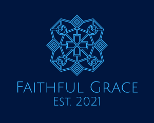 Blue Catholic Cross  logo design