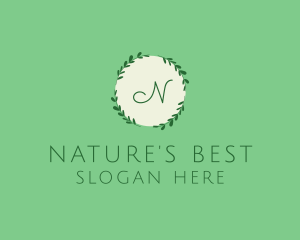 Nature Leaf Wreath logo design