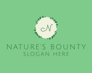 Nature Leaf Wreath logo design