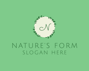 Nature Leaf Wreath logo design