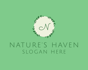 Nature Leaf Wreath logo design