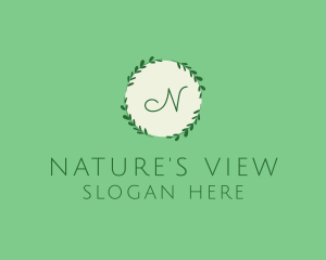 Nature Leaf Wreath logo design