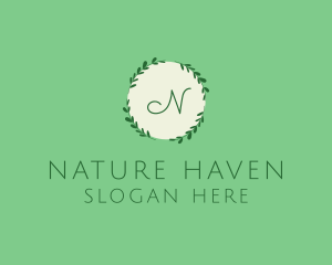 Nature Leaf Wreath logo design