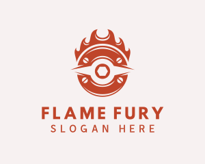 Red Flaming Mechanic logo design