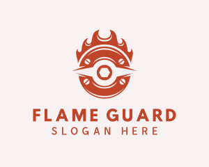 Red Flaming Mechanic logo design