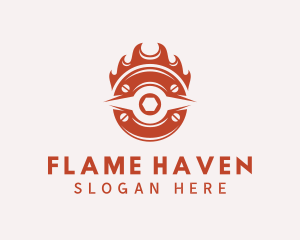 Red Flaming Mechanic logo design