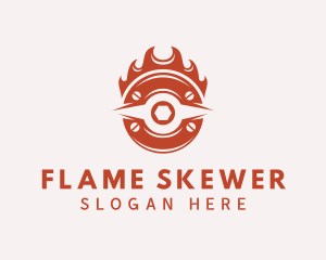 Red Flaming Mechanic logo design